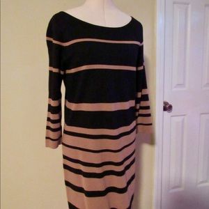 Black and camel sweater dress